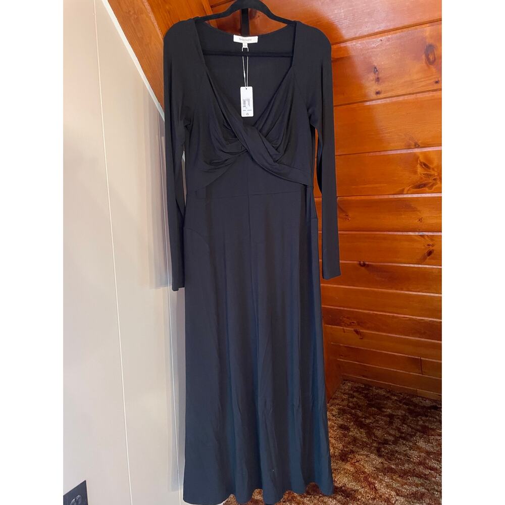 Favorite Daughter The Rosie Twist Midi Dress in Black NWT sz L